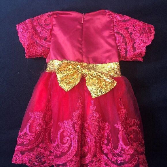Beautiful Red/Gold Formal Dress Sz. 0/6Mos. NWT - Picture 4 of 5